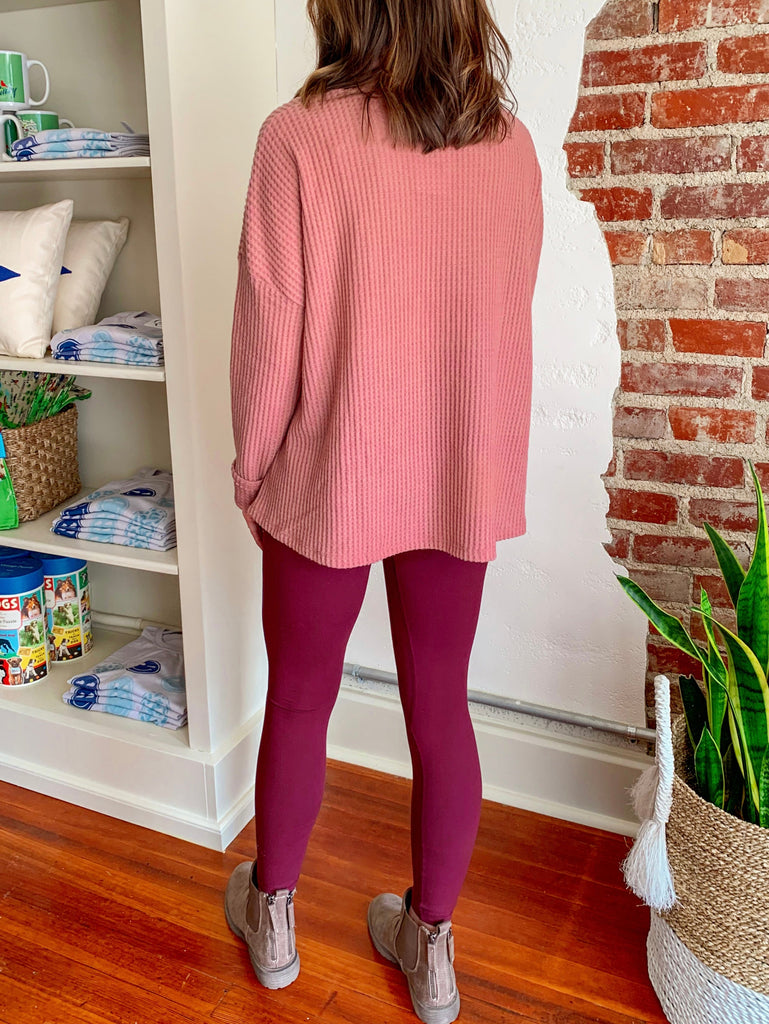 Rylee Soft Waffle Top in Mauve-Top-Carolyn Jane's Jewelry