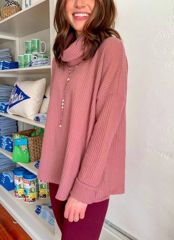 Rylee Soft Waffle Top in Mauve-Top-Carolyn Jane's Jewelry