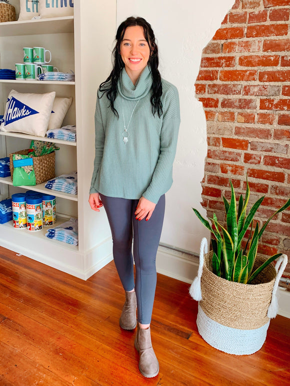 Rylee Soft Waffle Top in Sage-Top-Carolyn Jane's Jewelry