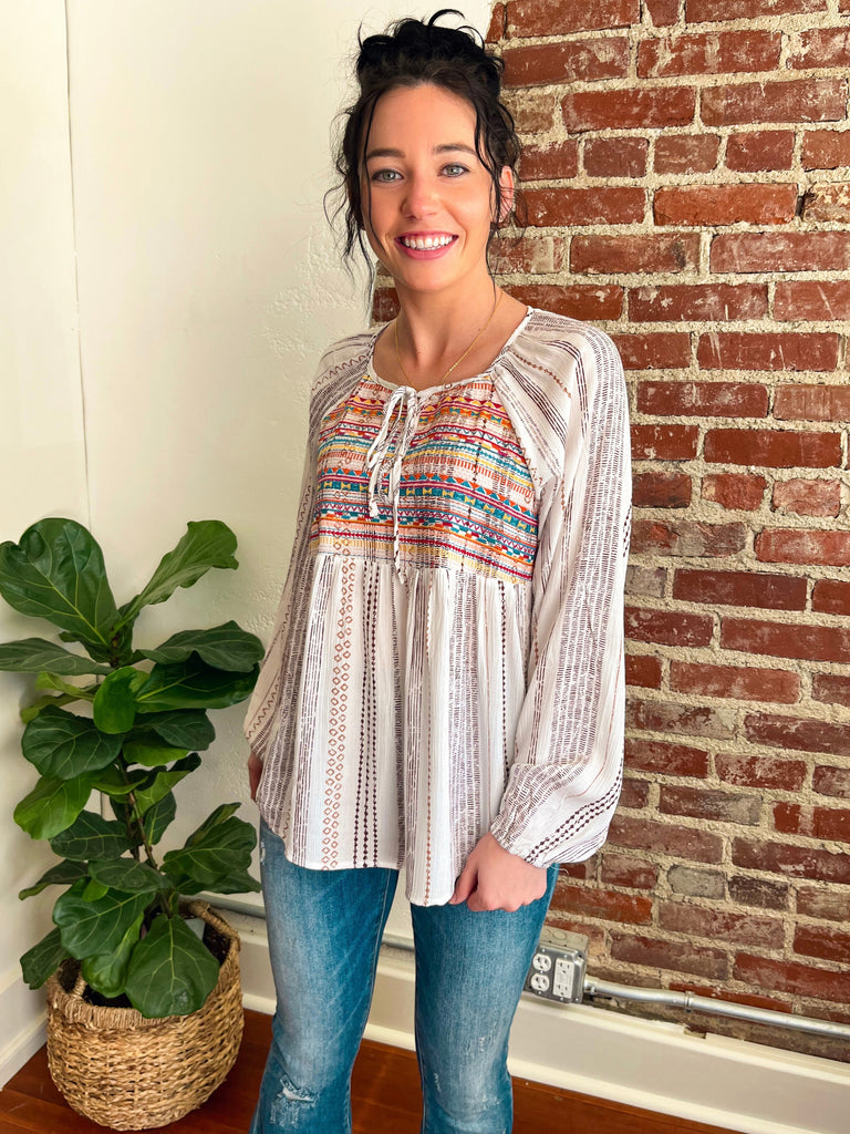 Spring Ivory Embroidery Top-Top-Carolyn Jane's Jewelry