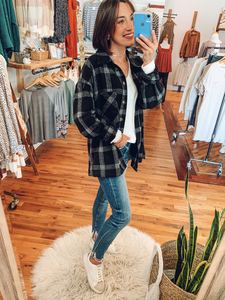 The Classic Plaid Shacket in Black-Outerwear / Shacket-Carolyn Jane's Jewelry