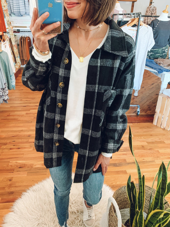 The Classic Plaid Shacket in Black-Outerwear / Shacket-Carolyn Jane's Jewelry