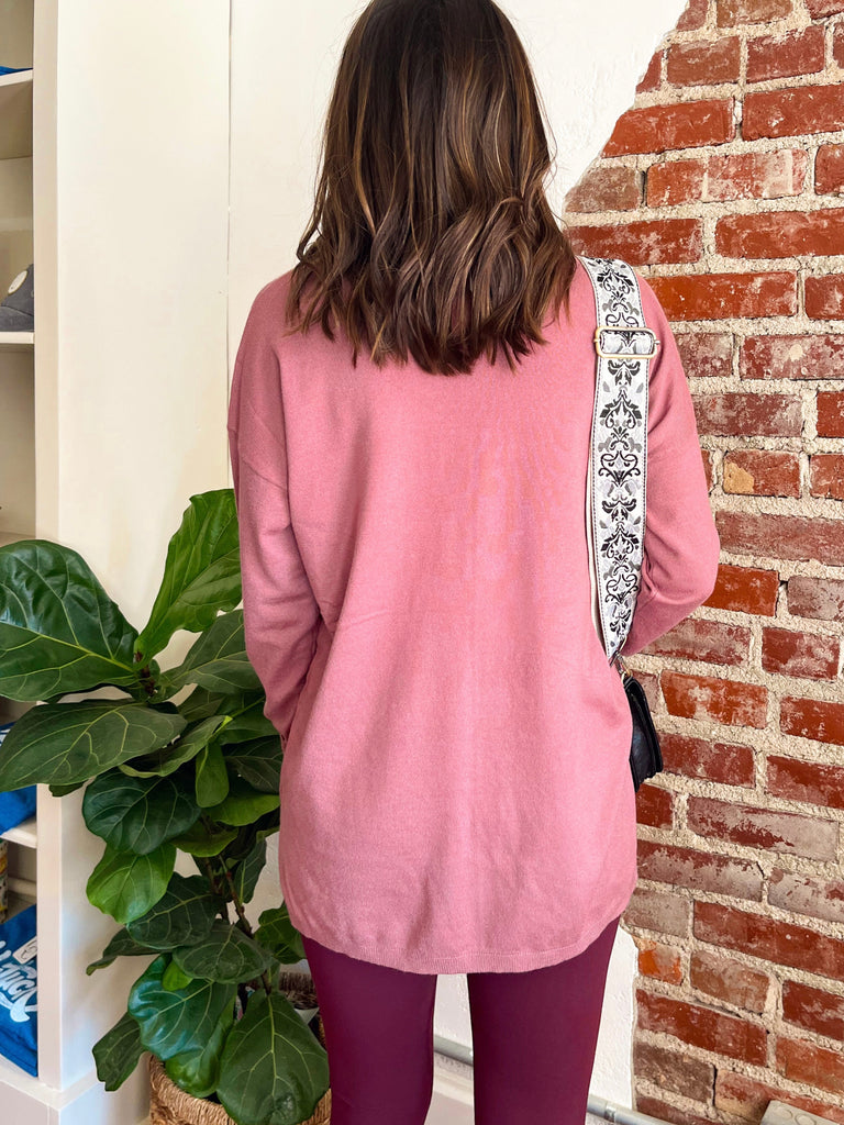 The Gilmore V-Neck Knit Top in Marsala-Top-Carolyn Jane's Jewelry