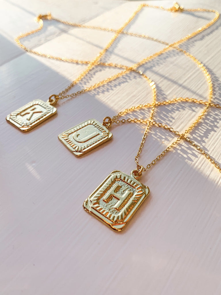 The Vintage Initial Monogram Necklace - Gold-Necklace-Carolyn Jane's Jewelry