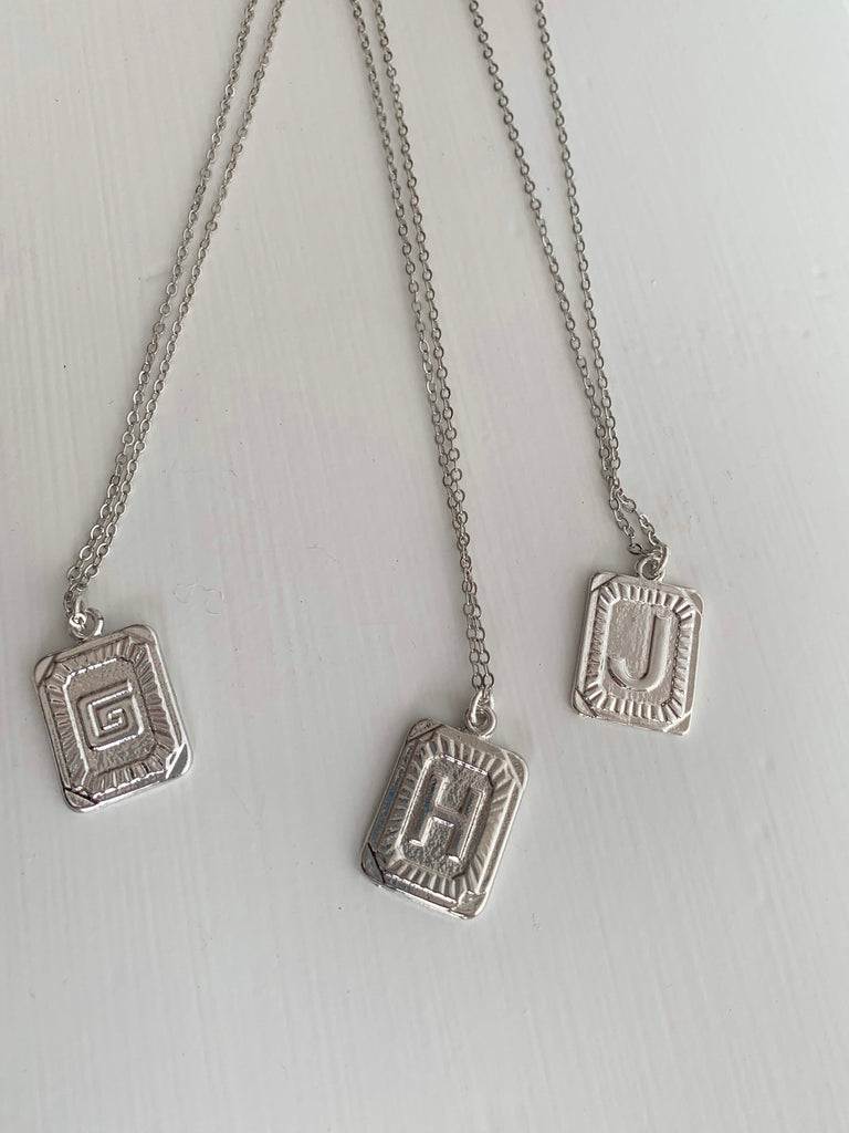 The Vintage Initial Monogram Necklace - Silver-Necklace-Carolyn Jane's Jewelry