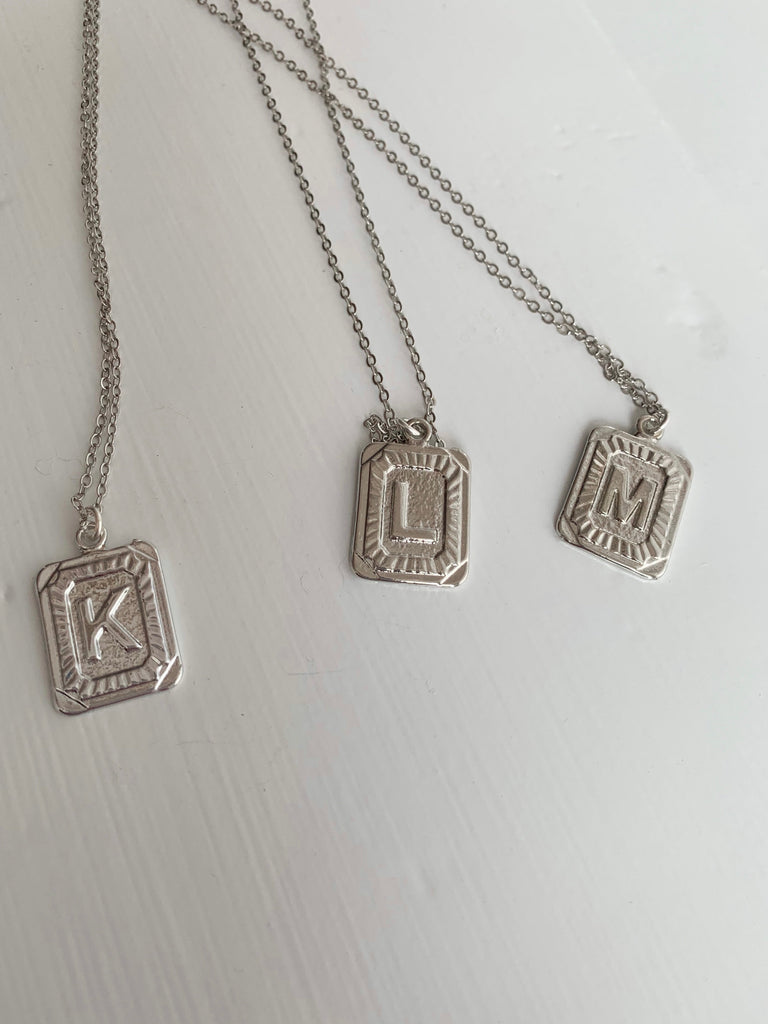The Vintage Initial Monogram Necklace - Silver-Necklace-Carolyn Jane's Jewelry