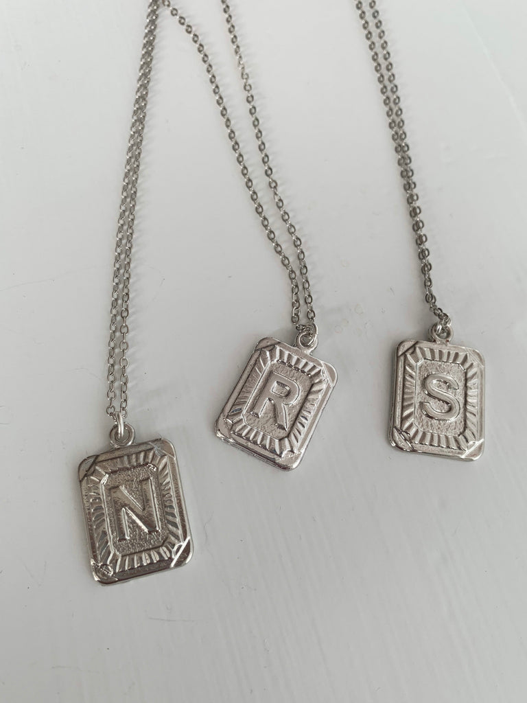 The Vintage Initial Monogram Necklace - Silver-Necklace-Carolyn Jane's Jewelry