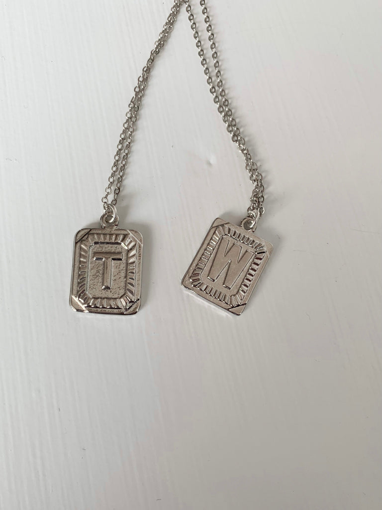 The Vintage Initial Monogram Necklace - Silver-Necklace-Carolyn Jane's Jewelry