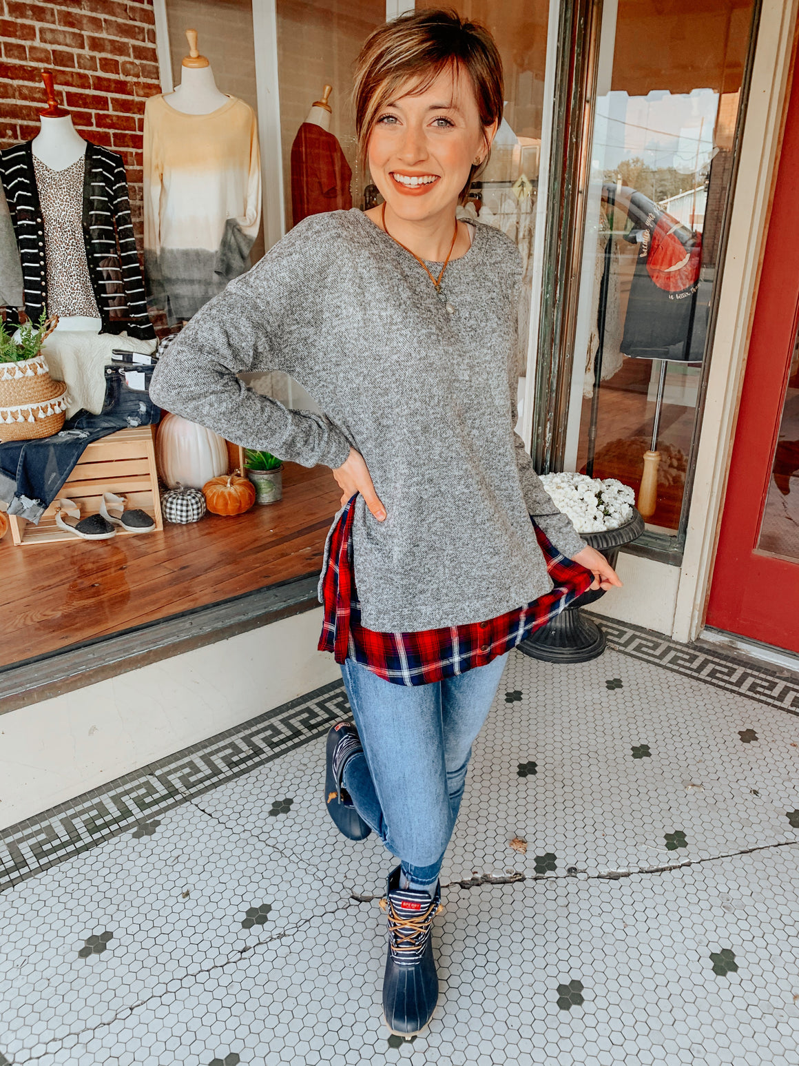 Everyday Easy Layers Plaid Top-Shirts-Carolyn Jane's Jewelry