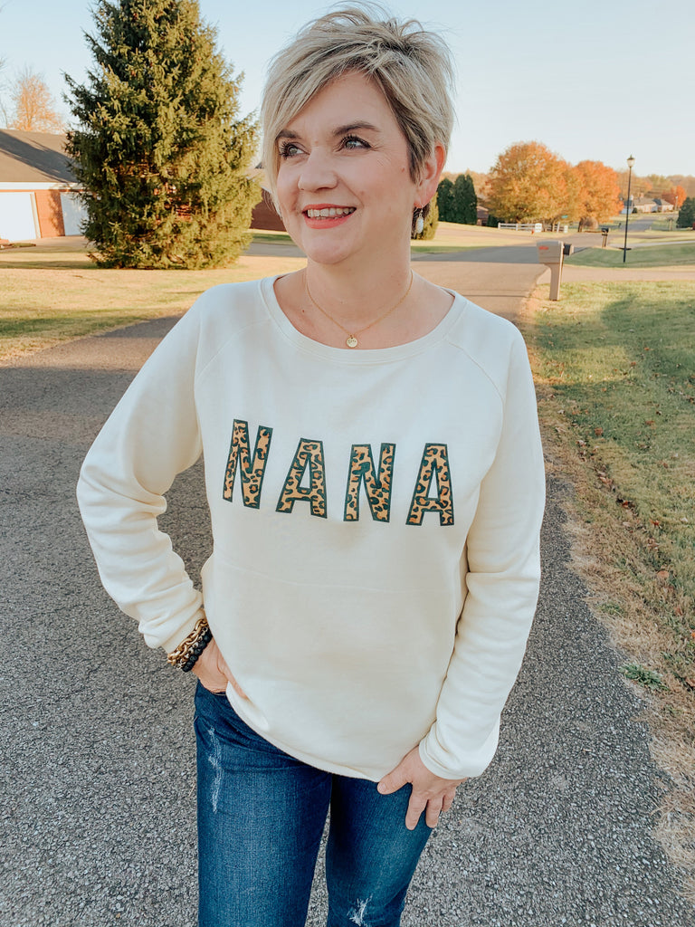 Love Letters | Custom Name Leopard Sweatshirt-Carolyn Jane's Jewelry