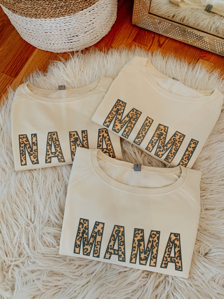 Love Letters | Custom Name Leopard Sweatshirt-Carolyn Jane's Jewelry