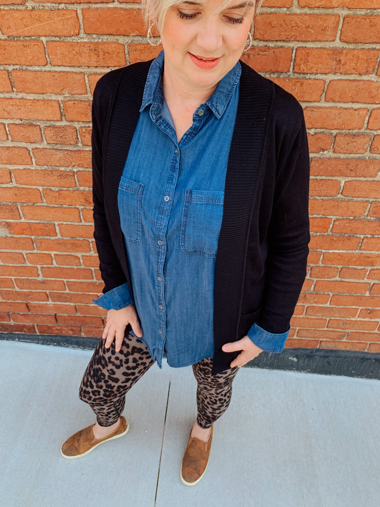 Slimming Black Pocket Cardigan-Carolyn Jane's Jewelry
