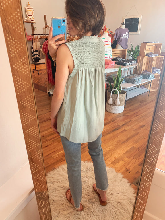Soft Sage Ruffle Top-Carolyn Jane's Jewelry